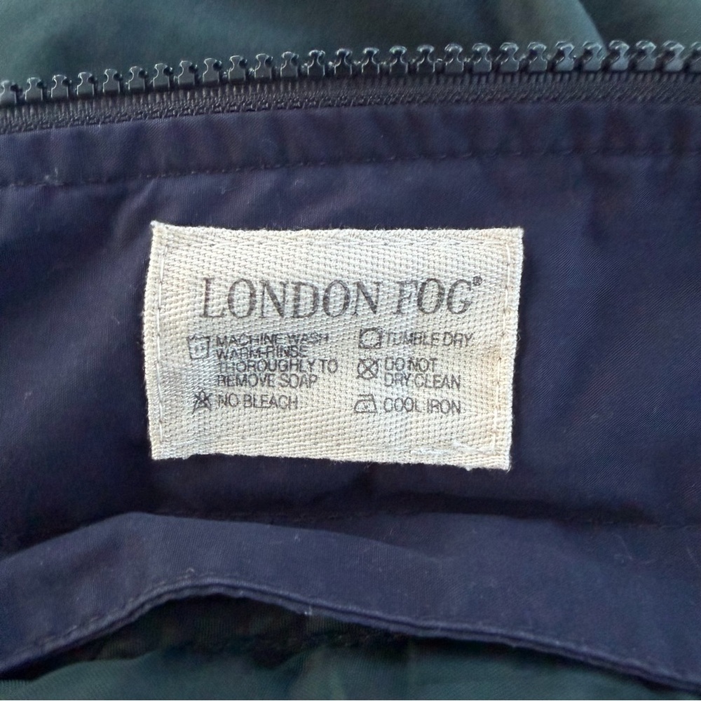 London Fog Green and Navy Blue Bomber Jacket with Removable Liner, Men's Medium - Picture 9 of 10